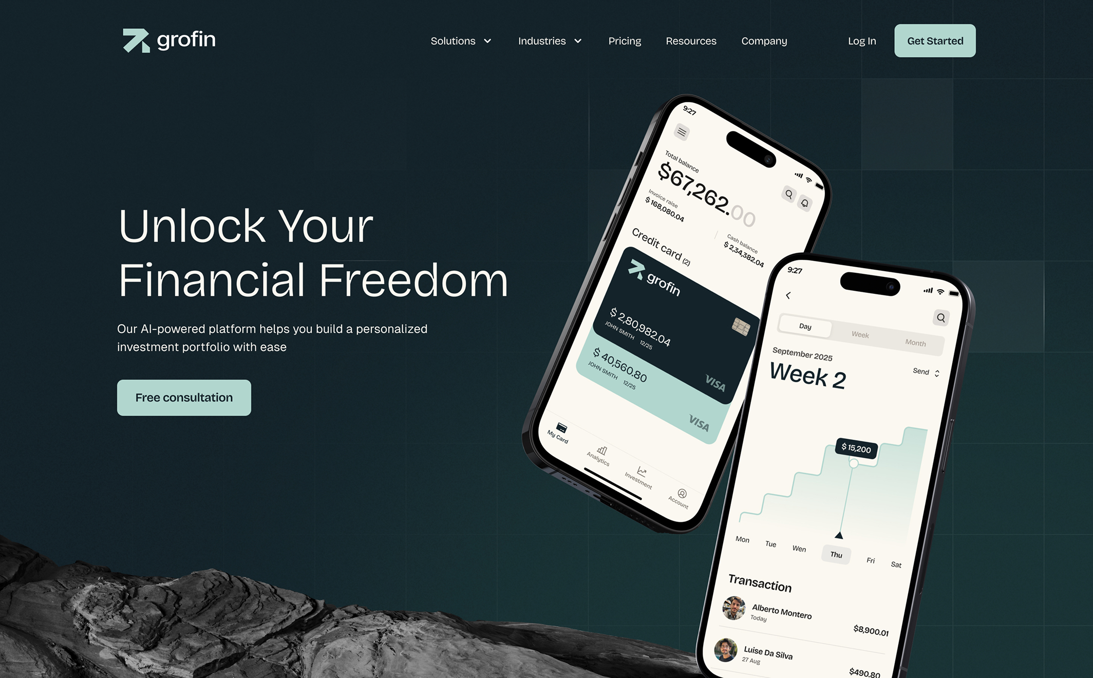 Grofin – Financial Landing Page Template with Modular Sections in Figma - Large Shot 1