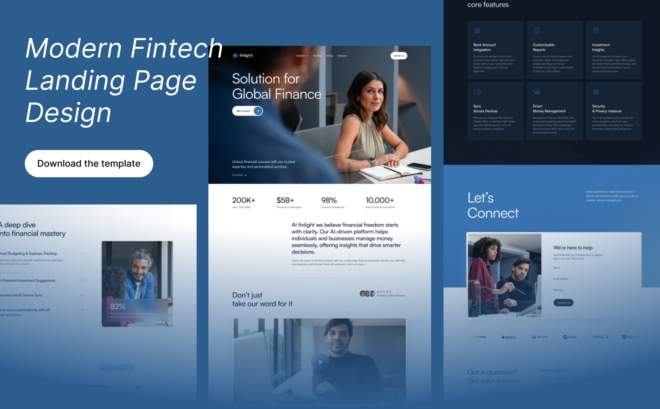 Finlight – Fintech Landing Page Template with 9 Modular Blocks Built in Figma - Large Shot 2
