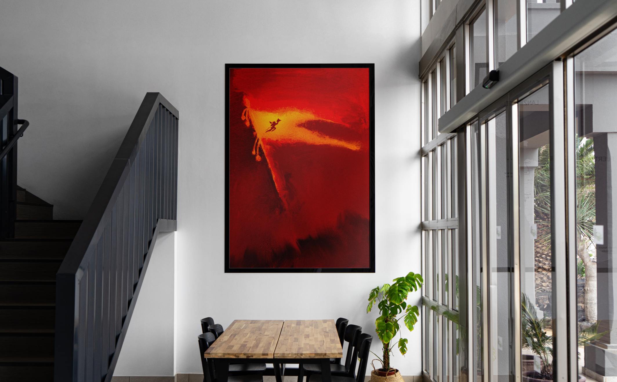 Lord Hanuman Carrying the Flag of Hope – A Sacred Leap Through Fire and Faith - Large Shot 2